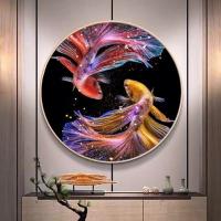 5d钻石画2021新款客厅满钻玄关十字绣自己绣贴钻画点钻绣简单手工 招财锦鲤A款 满钻[1米X1米]钻多配送30%