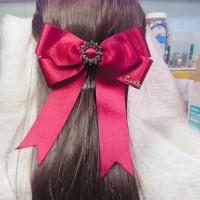 网红大红色蝴蝶结飘带多层发夹弹簧夹红色黑色彩色款式 15厘米鸭嘴夹 鸭嘴夹