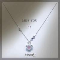 萤火虫项链女潮网红森系冷淡风小众设计感月光石吊坠锁骨链礼物 萤火虫项链