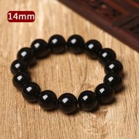 天然黑玛瑙手链黑色手串男女佛珠手链情侣单圈手饰品黑金刚 黑玛瑙14MM