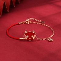 2021新款故宫国潮十二生肖牛年本命年红绳手链女纯银感温变色饰品 牛