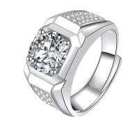 莫桑钻石戒指男潮炫酷霸气满钻3克拉钻戒镀白金男士开口活口戒指 3克拉主图款(活口可调节)