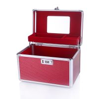 化妆包便携大容量网红外出多功能韩版学生可爱美甲纹绣工具箱密码 红色密码锁大号