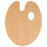 油画调色板木质调色盘椭圆形方形丙烯柳桉板奥古曼底板 椭圆30*40cm