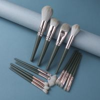 5/8/10支眼影化妆刷套装粉底刷速干超柔软刷毛迷你便携式美容工具 14支绿云裸刷