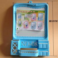 免打孔塑料挂镜浴室镜子宿舍出租屋化妆镜壁挂镜带置物架老式边框 兰色 4052心形