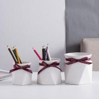 北欧ins小清新笔筒桶 陶瓷化妆刷筒化妆刷桶桌面眼线笔眉笔收纳筒 白色三个一套