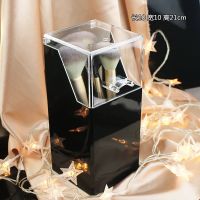 透明化妆刷收纳桶防尘带盖桌面亚克力梳妆台美妆刷子笔整理收纳筒 [特惠款]黑刷桶+珍珠