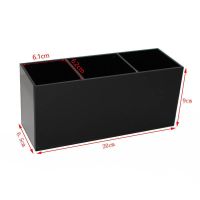 黑色亚克力化妆品三格整理收纳盒桌面美妆眼影腮红刷桶眉笔筒简约 黑三格