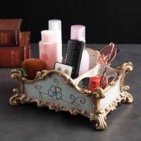 欧式复古笔筒美式田园家居梳子化妆刷筒时尚摆件客厅遥控器收纳盒 手工堆花收纳盒