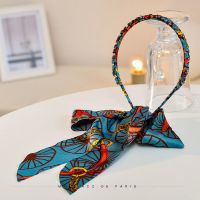 发箍发带女绑发长飘带森系仙女丝巾超仙水钻头饰秋冬外出编发丝带 蓝色