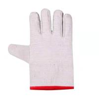 双层帆布手套劳保耐磨加厚24线全衬红边机械工电焊工地手套批发 优质白甲24道线红边 50双