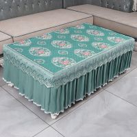 新款茶几桌布布艺茶几罩套子长方形欧式蕾丝家用客厅茶几垫布网红 新欧韵牡丹绿色 宽80*长140*高40cm