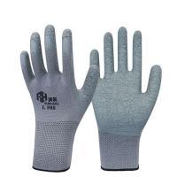 润航皱纹塑胶手套浸胶耐磨防滑橡胶工作劳保防护胶皮手套 24双装2元 润航L508防滑手套(灰色)