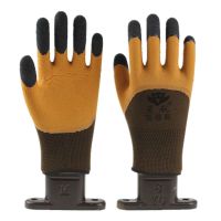 ()劳保手套橡胶塑胶防护透气发泡王耐磨防滑工作批发浸胶 星航发泡王加强指 深咖色 24双装