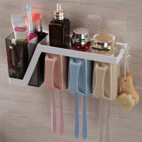 双庆牙刷架吸壁式卫生间刷牙杯置物架放牙刷的架子牙具架洗漱套装 置物款