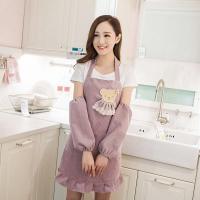 日系围裙女家用厨房防水防油可爱时尚公主咖啡餐厅罩衣专用工作服 条绒紫色 罩衣