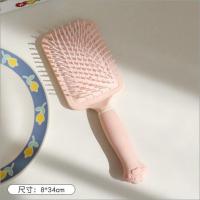可爱梳子女气囊梳便携按摩气垫梳网红款长发卷发直发梳防静电脱发 粉色猫爪-大号方形