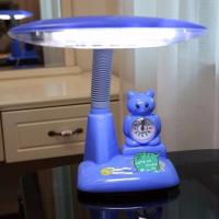 台灯LED护眼灯小学生学习书桌阅读儿童卡通插电防近视闹钟 冷暖调光款 蓝色3311+备用灯管