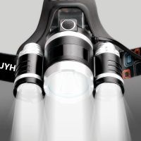 感应头灯强光可充电头戴超亮远射家用户外钓鱼灯手电筒LED矿灯 三头感应[双节电池]+备用电池两个