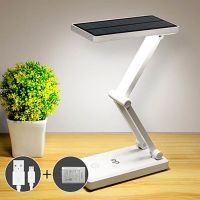 led充电小台灯护眼学习专用 学生宿舍充电插电两用迷你床头灯 1043太阳能充电台灯 充电头套餐