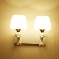 壁灯床头灯墙壁卧室简约现代创意欧式美式客厅led楼梯过道灯具 乳白色 海豚双头+LED灯泡