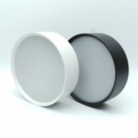 明装筒灯led超薄小吸顶灯圆形客厅走廊过道免开孔柜底灯三色变光 18W直径11.5高3CM 黑色 白光