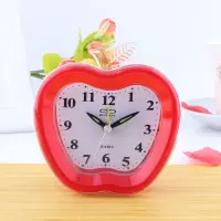 创意学生闹钟夜灯时钟表可爱简约宿舍懒人卧室床头儿童小朋友闹钟 红色 苹果闹钟[带夜灯-直径10cm]