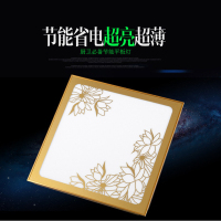 集成吊顶灯led平板灯铝扣板吸顶灯嵌入式厨房灯厨卫灯金银色 荷塘月色平板灯 金色 30X60 32w