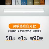 人体感应小夜灯家用过道楼梯声控智能楼道光控橱柜床头灯衣柜充电 50cm长条感应灯白光