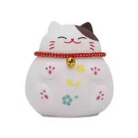 网红少女心招财猫小夜灯卡通硅胶感应拍拍儿童卧室床头睡眠氛围灯 招财猫-白色
