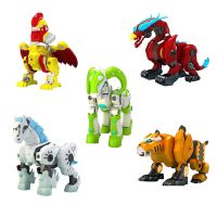 儿童变形机器人金刚玩具模型动物小男孩手动益智拼装小孩生日礼物 五款