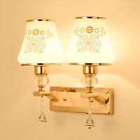 摇控壁灯卧室床头灯LED现代简约欧式美式客厅阳台楼梯过道墙壁灯 029双头-玻璃灯罩 [摇控调光+配LED灯泡]