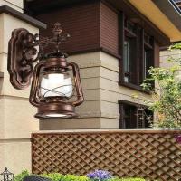 复古怀旧欧式仿古铁艺马灯壁灯客厅农庄酒吧过道走廊阳台灯饰灯具 中号直花怀旧红双光源