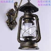 复古马灯壁灯中式怀旧过道走廊壁灯阳台饭店墙壁装饰老式仿古灯具 C款青古铜+筒灯