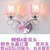 壁灯卧室床头灯墙壁灯简约现代创意欧式美式客厅背景墙楼梯过道灯 桔红色 蝴蝶A 粉色9瓦