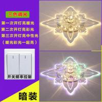 现代轻奢创意led射灯筒灯水晶过道灯走廊灯玄关灯简约入户阳台灯 11w暖光+彩光[明装] 升级款24*24厘米对角34