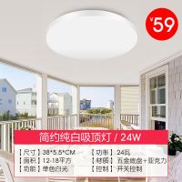 led吸顶灯卧室简约现代客厅过道阳台灯圆形超亮厨卫灯具 白钰款24瓦-直径38cm(特惠款)