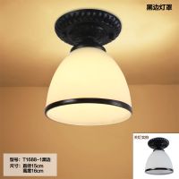 美式过道走廊灯欧式创意个性入户玄关灯北欧现代简约阳台小吸顶灯 送7瓦LED白光[调光] 花蕾灯罩