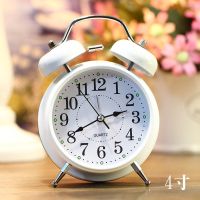闹钟学生用创意床头宿舍定时钟表儿童卧室夜光灯台钟闹铃声音超大 [4寸闹钟白色]扫秒静音