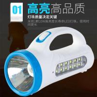 多功能手电筒强光远射充电家用LED户外防身打猎手提探照灯应急灯 [双功能手电筒-带前灯]蓝色