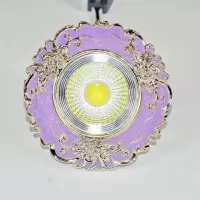 欧式射灯led单灯嵌入式cob客厅筒灯背景墙天花灯开孔玄关灯牛眼灯 透明紫色三朵花 12瓦白光