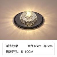 led水晶过道灯走廊灯现代简约门厅射灯入户阳台天花灯嵌入式筒灯 暗装[需要吊顶和开孔5至10厘米] 黑色款5瓦调光暖+彩