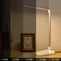 台灯护眼书桌小学生写字专用充电插电两用led学习台风床头灯卧室 白色储电款 带数据线 不带插头