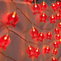 led红灯笼彩灯闪灯串灯房间装饰灯新年元宵灯春节喜庆福字中国结 红色年年有鱼 30米300灯-8档控制插电款