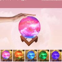 少女心房间网红装饰品ins星球灯宿舍卧室月球小夜灯创意生日礼物 星球灯[拍拍变色款] 15cm+底座支架(送7号电池)