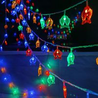 led过年福字小彩灯串灯闪光灯新年春节红灯笼喜庆房间布置装饰灯 新款双鱼(彩色) 30米300灯-插电款(8闪+遥控)