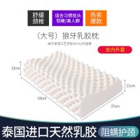 天然乳胶枕头颈椎枕成人枕宿舍护颈 颗粒按摩枕芯学生枕 泰国原装 针织棉[四季款] 乳胶狼牙枕60*40[送原装内外套]