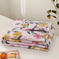 夏季空调被夏凉被双人可水洗薄被子单人宿舍午休被子棉被芯 玉叶-粉 200x230cm