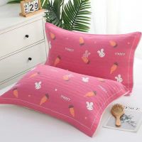 [枕巾一对装]成人纱布枕巾棉布艺枕头巾宿舍学生情侣枕巾加大厚 萝卜小兔[粉]52*78cm两条装